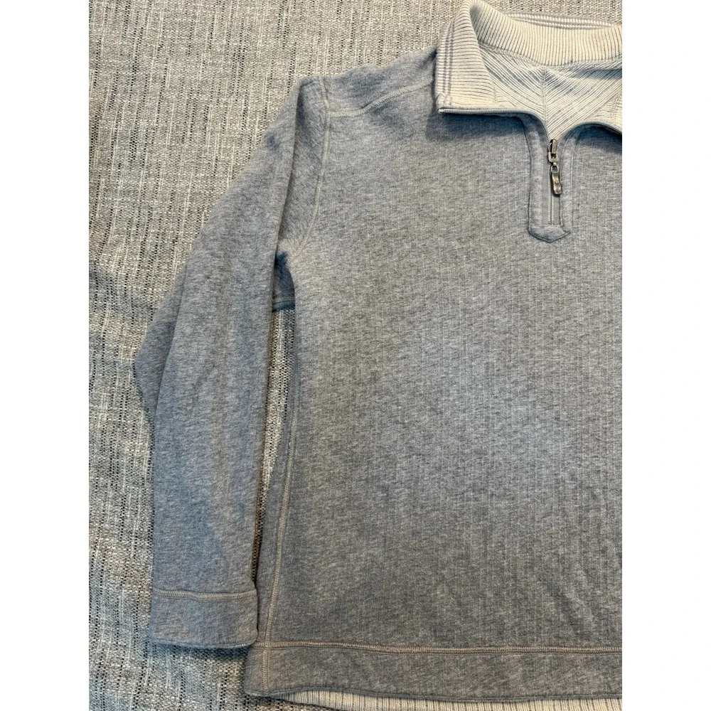 Tommy Bahama Reversible Sweater Mens XL Gray/stripe Quarter Zip Pullover Outdoor